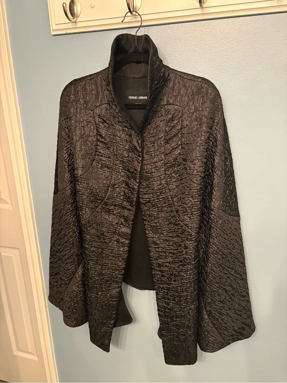 Giorgio Armani Vintage Exclusive Textured Black Label Cape- Tailored in Milan